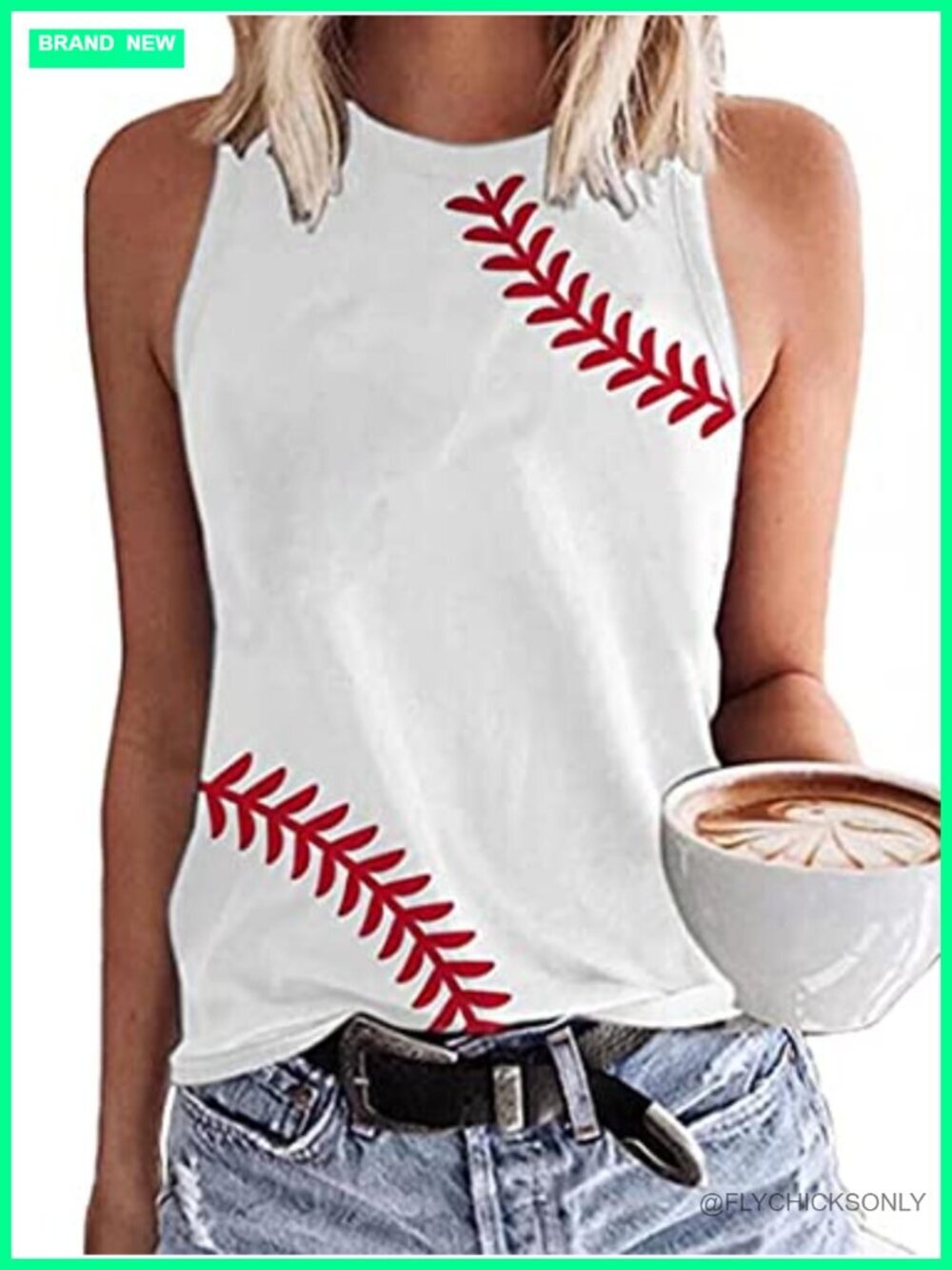 Women's Graphic Baseball Tank Top - Sleeveless Summer Vest Casual Workout Top